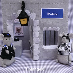 Police Station with Thief and Police Mouse - PDF pattern - instant download
