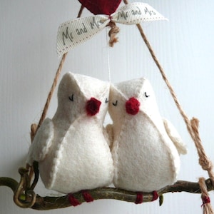Love Birds - PDF felt pattern -  hand sewing - wedding gift - nursery decor -instant download