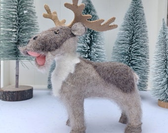 Patrón de reno feliz - PDF - costura a mano - decoración navideña DIY - manualidades con fieltro