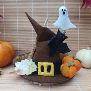 Mönster för speldosa till häxhatt - PDF - filtprojekt - Halloweendekor - direktnedladdning