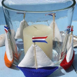 Molde para pequenos barcos à vela - PDF - costura à mão - projeto de artesanato em feltro de lã - estilo náutico