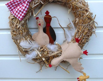 Chicken Wreath - Easter Wreath - PDf pattern - instant download