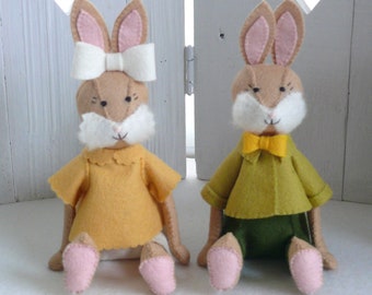 Easter Bunny, Boy and Girl - PDf pattern - instant download