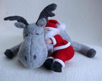 Reindeer and Santa sewing pattern - PDF felt pattern - instant download