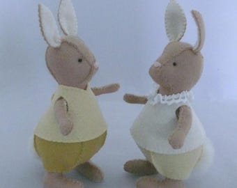 Hare sewing pattern - toy animal - dressed animal  - PDF  - Felt craft project