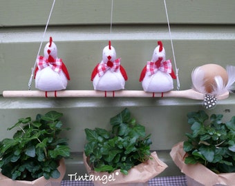 Funky Chickens - PDF felt pattern - instant download