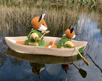 Foxes with Canoe - PDF felt pattern - sewing pattern - instant download