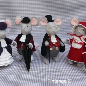 The adult Mice of the family of Mice Meadows - PDF patterns, ready to download - Victorian Mice