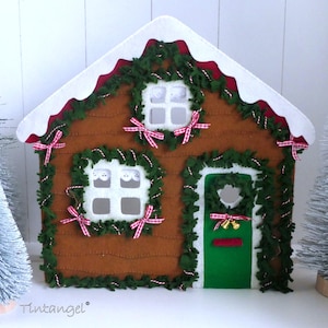 Patroon kersthuis van vilt - pdf - met de hand naaien - direct downloaden - kerstdecoratie DIY