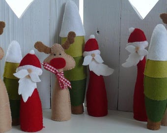 Reindeer, Santa, Christmas Tree PDF Patterns - felt craft prpject - DIY Christmas decor