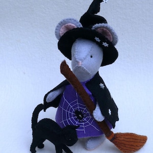 Modello di topo strega - PDF - cucito a mano - lavoretto in feltro per Halloween - download immediato