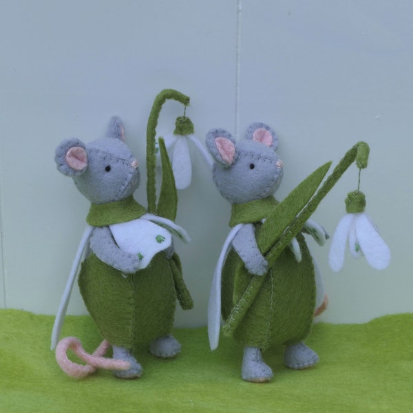 Snowdrop Mice -PDF felt pattern - instant download