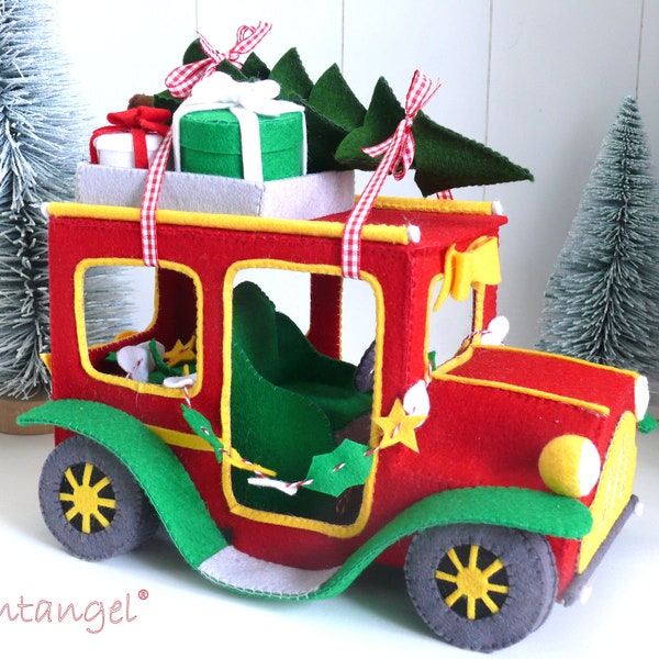 Driving Home for Christmas car -  PDF felt pattern - Instant download