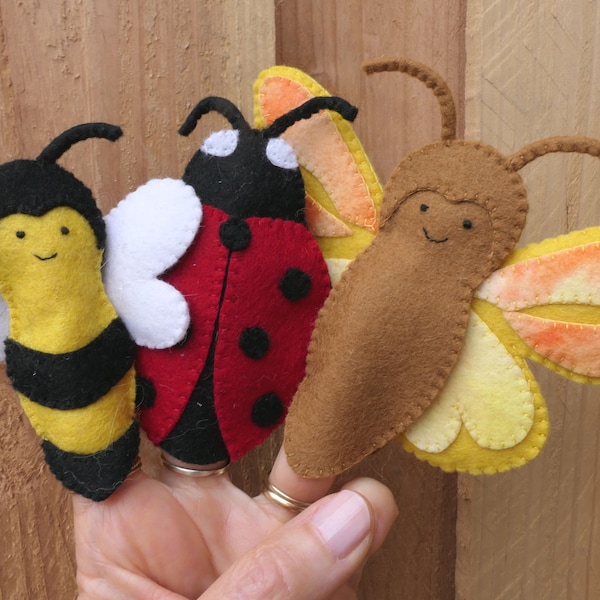 Finger puppets - Three Insects - PDF pattern - Instant download
