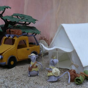 Set di modelli di cucito Safari - Jeep, tenda e topi - PDF - progetto di artigianato in feltro - set di giocattoli