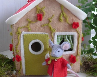Felt Mouse Cottage Sewing Pattern – Hand-Dyed Wool Playset (PDF Pattern)