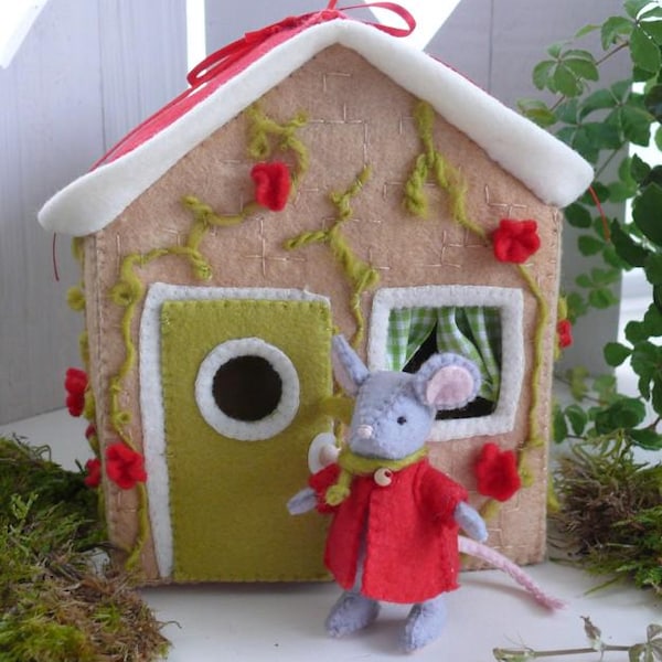 Felt Mouse Cottage Sewing Pattern – Hand-Dyed Wool Playset (PDF Pattern)