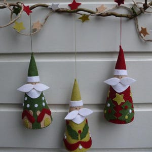 Felt Santa's sewing pattern - three Jolly Santa's - PDF- Christmas decor - download