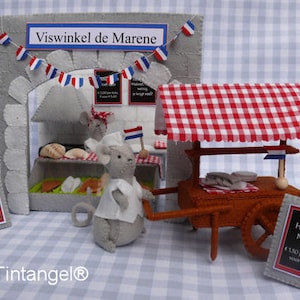 Viswinkel met haringkar - met gratis voorgevelpatroon en afdrukbare borden - pdf-patroon - download direct -