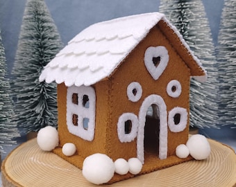 Gingerbread House pattern - PDF - felt craft porject - DIY Christmas decor - hand sewing pattern