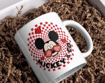 Tazza da caffè per San Valentino Topolino e Minnie / Tazza Disney Love / Regalo di coppia carino / Tazza per San Valentino / Tazza da caffè da 15 once