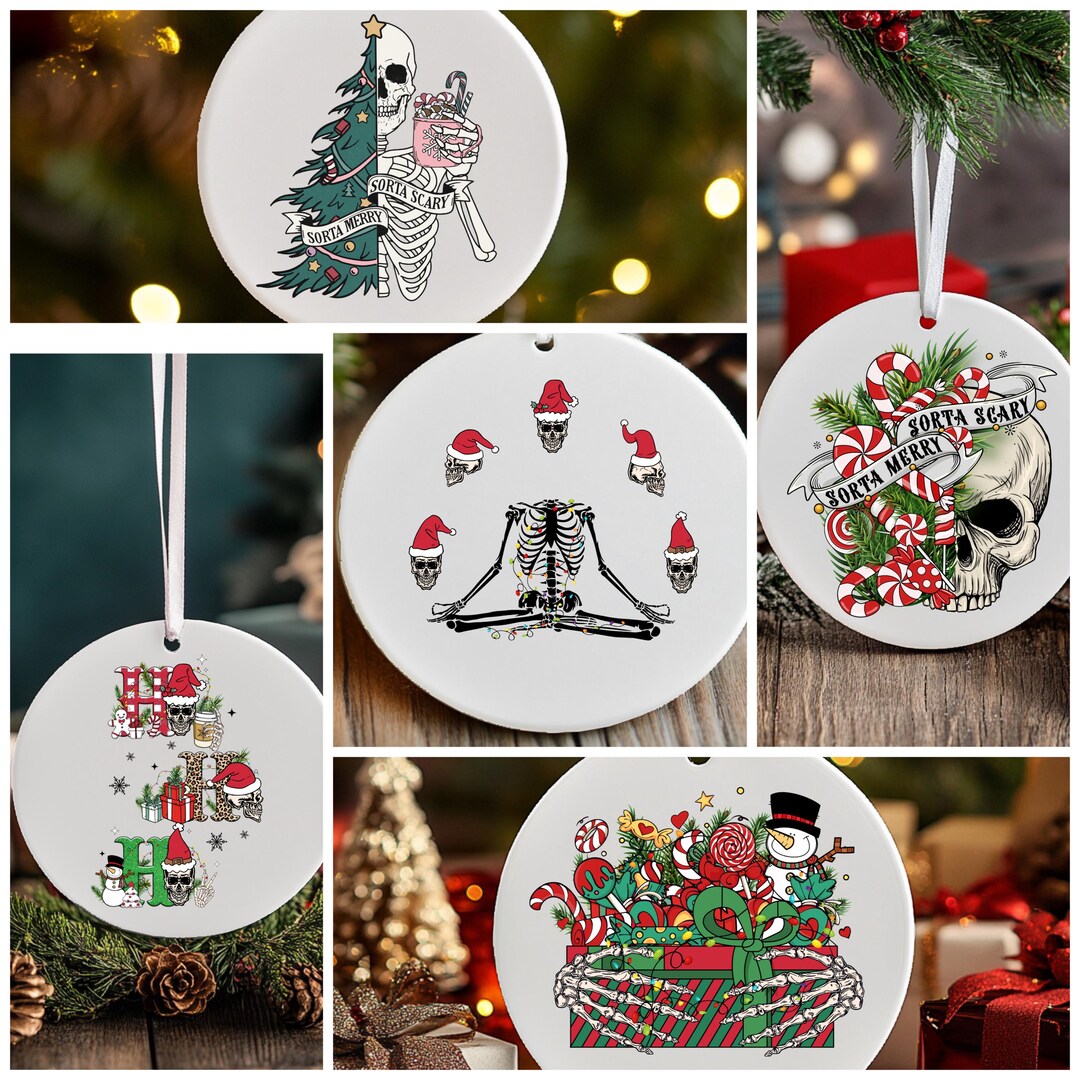 Sorta Merry Sorta Scary Christmas Ornament | Gothic Skeleton Xmas Decor ...
