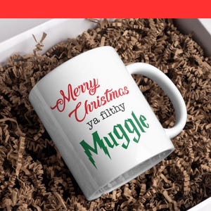 Happy Christmas Muggle 15oz Coffee Mug | Funny Holiday Mug for Harry Fans | Magical Christmas Gift | Wizard Coffee Cup | Holiday Mug Gift