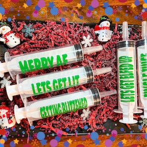 Christmas Party Jello Shot Syringes | 2 oz Empty Syringe | Christmas Let’s Get Lit | Let’s Get Blitzened | Christmas Adult Parties