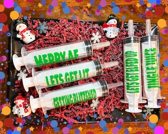 Julfest Jello Shot-sprutor | 50 g tom spruta | Julfest med gelé | Låt oss blitzen | Julfester för vuxna