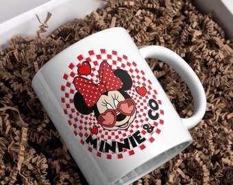 Musse & Mimmi alla hjärtans dag-kaffemugg | Disney kärleksmugg | Söt parpresent | Alla hjärtans dag-mugg | 450 ml kaffemugg