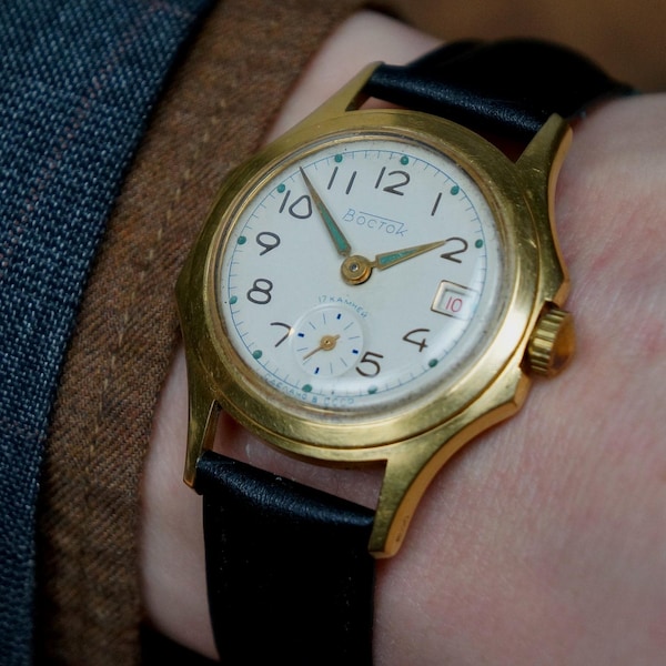 Vintage Vostok Wrist Watch, USSR Mechanical Watch, 1960s Era