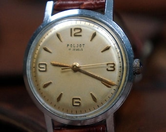 Relógio mecânico Poljot vintage: relógio de pulso colecionável