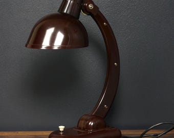 Vintage UdSSR Schreibtischlampe: Brauner Carbolit, Sammlerstück 1950er Jahre