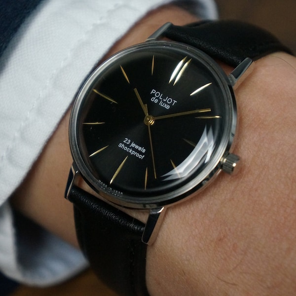 Vintage Poljot de Luxe Men's Watch - Black Dial