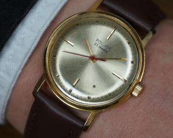 Vintage Poljot Mechanical Watch: Classic Mens Watch (33mm)