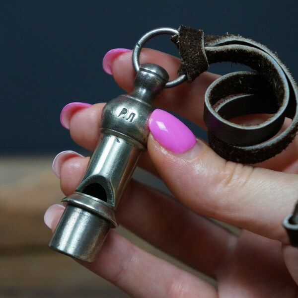 whistle, antique whistle, antique scroll, English whistle, vintage whistle, whistle fire, pub decor, metal whistle, militaria