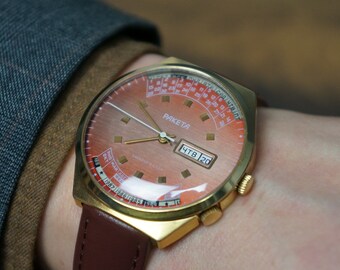 Mens gifts,Raketa watch,Red watch,Hippie watch,Wristwatches,Vintage watch,Ussr watch,Unique watches,Rare watches,Old watches,Boy watch