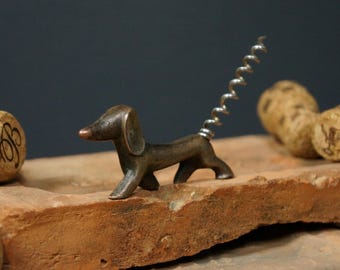 Vintage Dachshund Corkscrew: 1970s Bar Decor