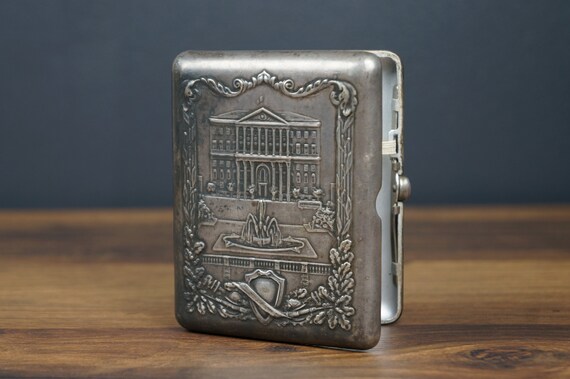 cigarette case, metal cigarette case, vintage ciga