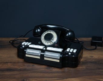 1960s USSR Black Karbolit Telephone: Retro Office Decor