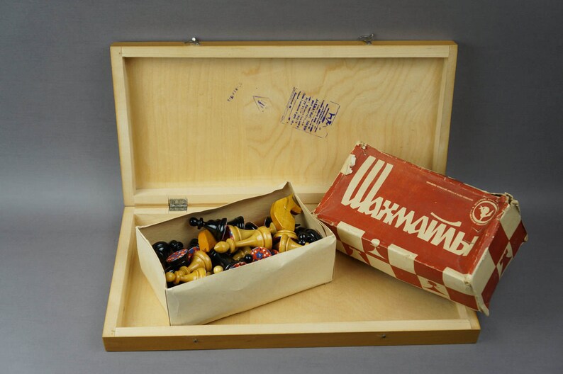 USSR wooden chess set Chess USSR gift outdoor game vintage chess 70s chess game wooden chess chess set Soviet chess