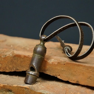whistle, antique whistle, antique scroll, English whistle, vintage whistle, whistle fire, pub decor, metal whistle, militaria