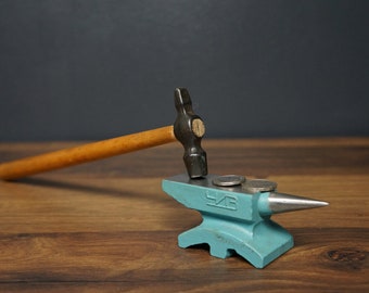 Vintage Miniature Metal Anvil With Hammer: USSR Tool - Etsy