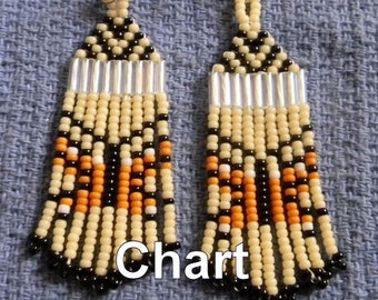 Butterfly seed bead earring chart 1 Warm Colors
