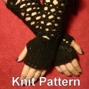 Tied Lace Fingerless Gloves knit pattern