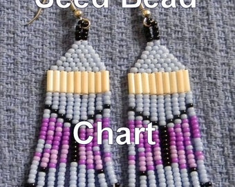 Butterfly Seed Bead Earring Chart 2 Purples