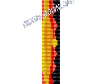 Sunset in the mountains seed bead loom pattern cuff style bracelet