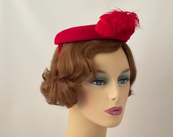 Ladies vintage hat, 1950s hat, 1950s red hat, Valentine's hat, Retro hat, Mid-century hat, 1950s clothing, 1950s style, Retro red hat