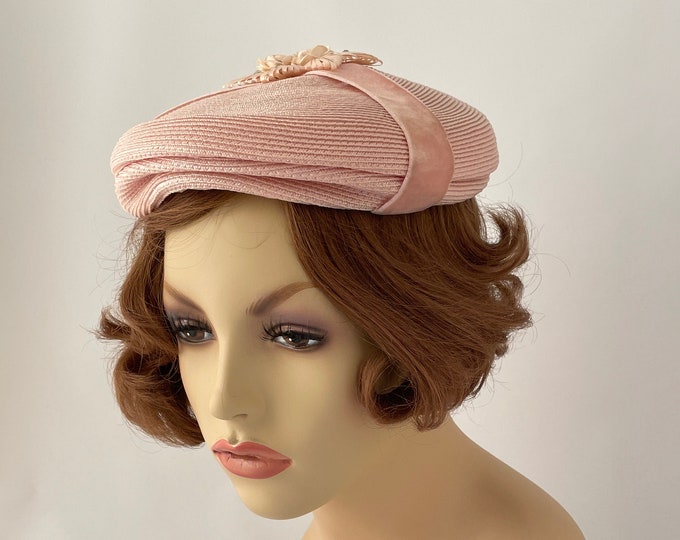 Ladies Vintage Hat, 1950s Hat, 1950s Pink Hat, Easter Hat, 1950s