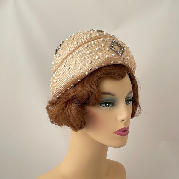 Ladies vintage hat, 1980s hat, 1980s vintage hat, Great Gatsby hat, 1920s style hat, Cocktail hat, Flapper hat, Jack McConnell hat